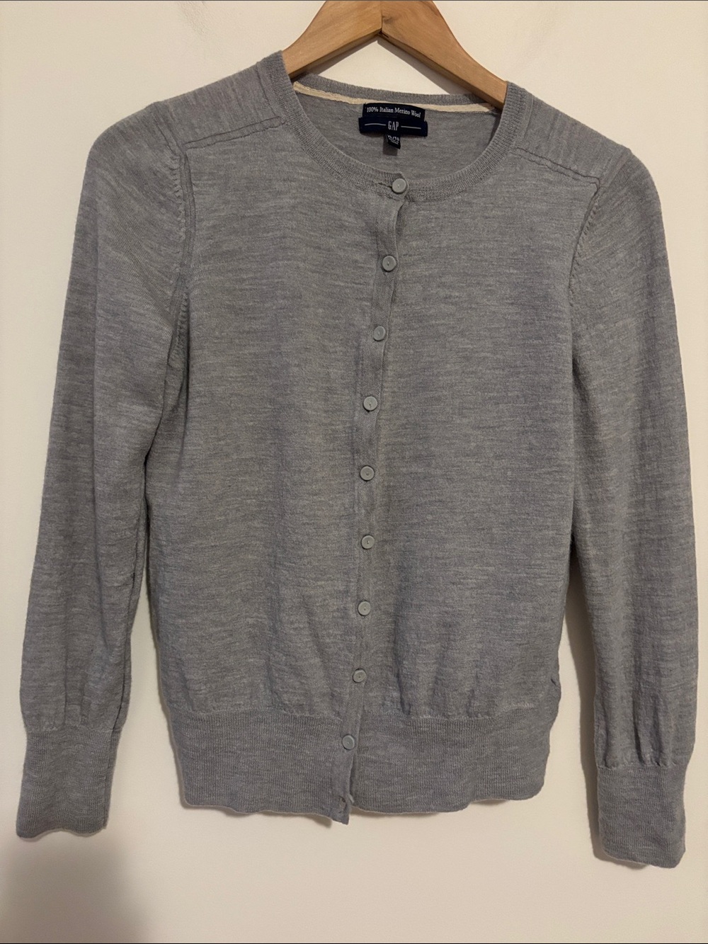 GAP Light Gray Women’s Button-Up Merino Wool Cardigan